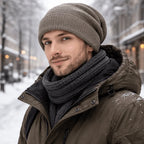 Beanie Hat Knitted Fleece-Lined Slouch Fit
