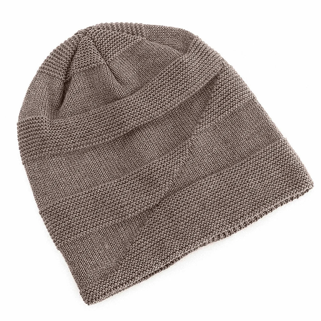 Beanie Hat Knitted Fleece-Lined Slouch Fit