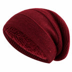 Beanie Hat Knitted Fleece-Lined Slouch Fit