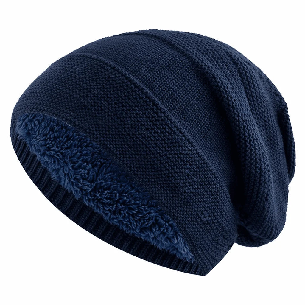 Beanie Hat Knitted Fleece-Lined Slouch Fit