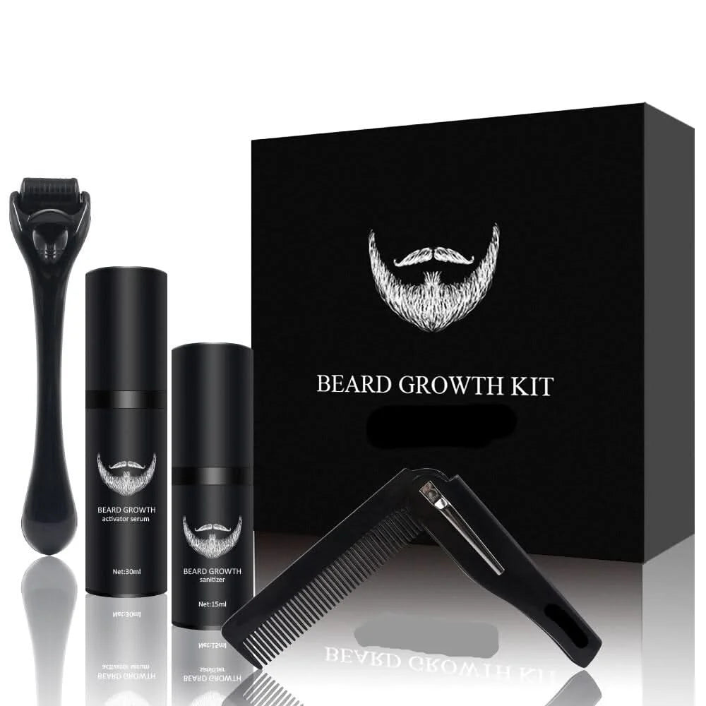 Beard Growth Kit Dermaroller & Nourishing Oils