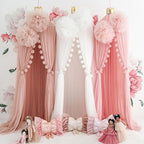 Bed Canopy Princess Draped Cotton Blend Ceiling Mount