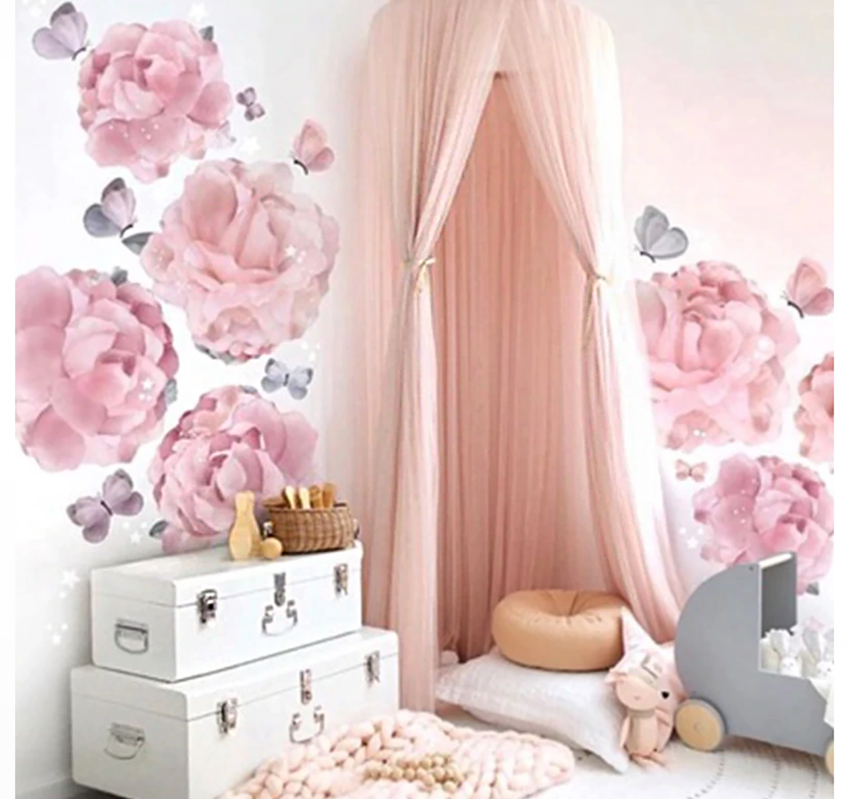 Bed Canopy Princess Draped Cotton Blend Ceiling Mount