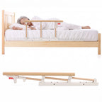 Bed Guard Rail Adjustable Fold-Down Aluminum Wood Grain Finish