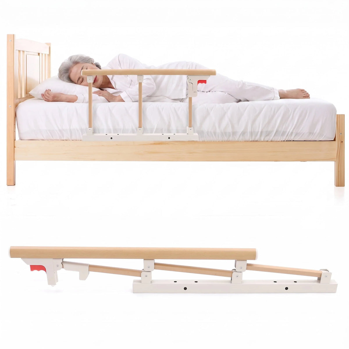Bed Guard Rail Aluminum Frame Fold-Down Under-Mattress Base