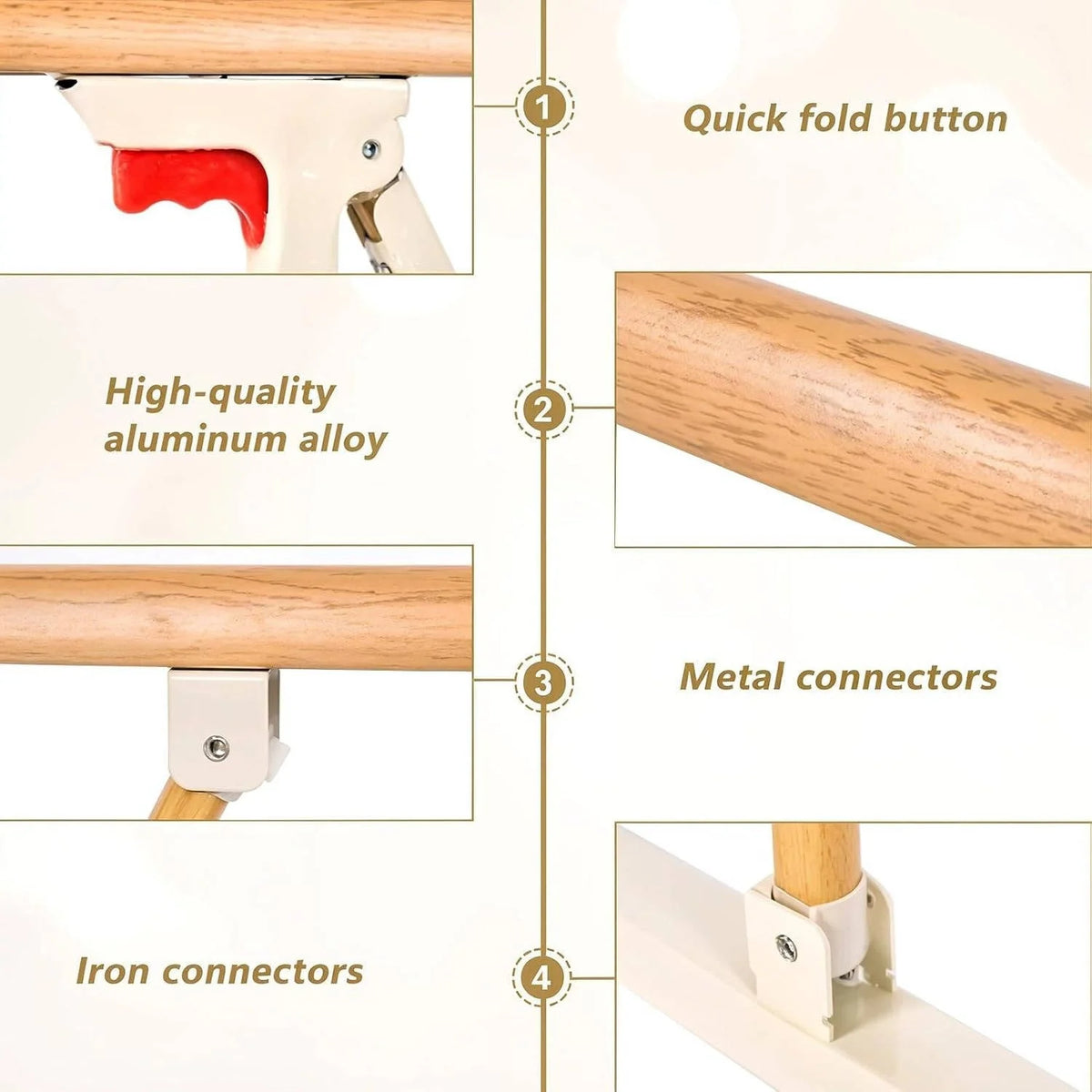 Bed Guard Rail Aluminum Frame Fold-Down Under-Mattress Base