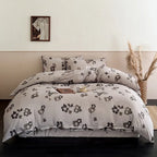 Bed Linen Set Breathable Cotton Delicate Floral 4-Piece