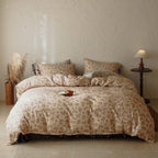 Bed Linen Set Breathable Cotton Delicate Floral 4-Piece