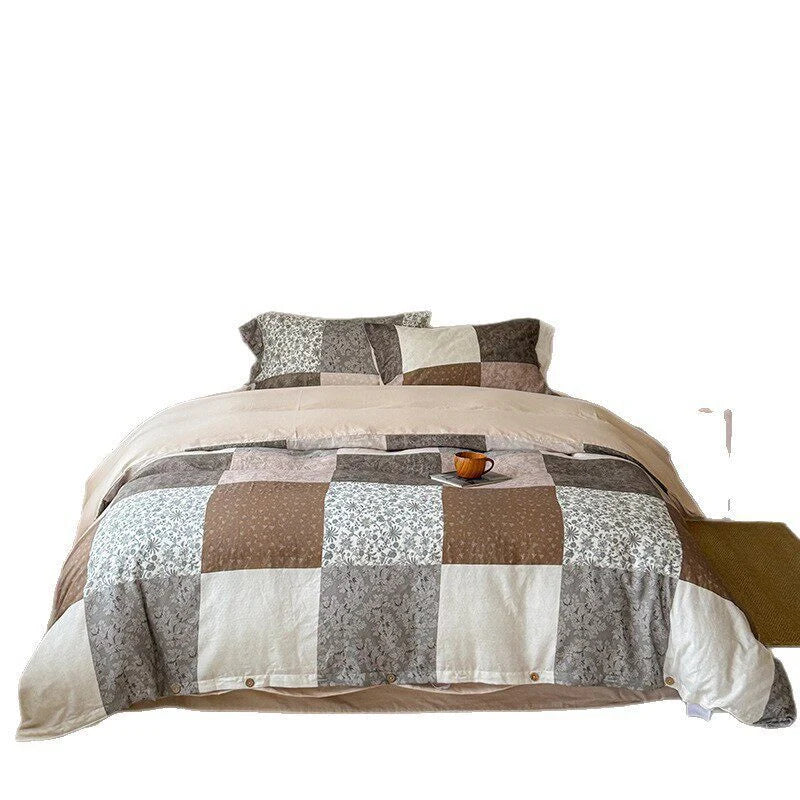 Bed Linen Set Breathable Cotton Delicate Floral 4-Piece