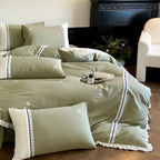 Bed Linen Set Cotton Satin Reversible Rose Embroidery
