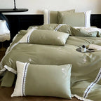 Bed Linen Set Cotton Satin Reversible Rose Embroidery
