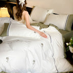 Bed Linen Set Cotton Satin Reversible Rose Embroidery