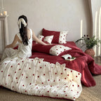 Bed Linen Set Cotton Satin Tulle Overlay