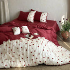 Bed Linen Set Cotton Satin Tulle Overlay