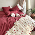 Bed Linen Set Cotton Satin Tulle Overlay