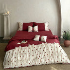 Bed Linen Set Cotton Satin Tulle Overlay