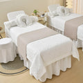 Bed Linen Set Cream Geometric Durable 4-Piece