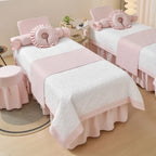 Bed Linen Set Cream Geometric Durable 4-Piece