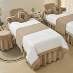Bed Linen Set Cream Geometric Durable 4-Piece