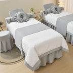 Bed Linen Set Cream Geometric Durable 4-Piece