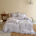 Bed Linen Set Ruffled Fine Stripe Breathable Cotton
