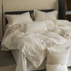 Bed Linen Set Washed Linen Breathable Lace & Embroidery