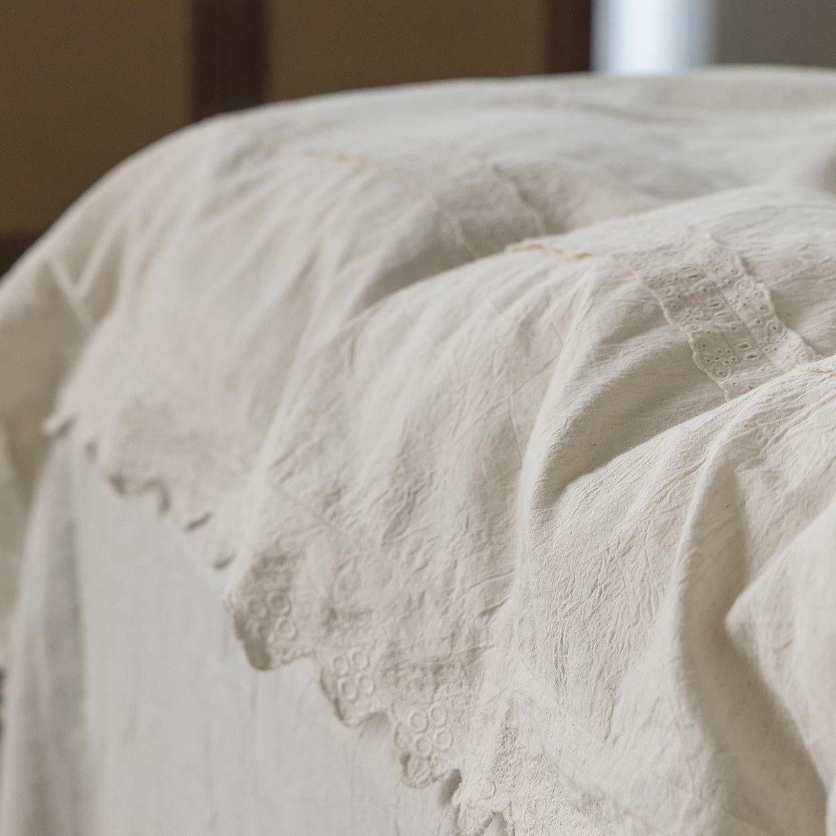 Bed Linen Set Washed Linen Breathable Lace & Embroidery