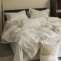 Bed Linen Set Washed Linen Breathable Lace & Embroidery