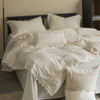 Bed Linen Set Washed Linen Breathable Lace & Embroidery