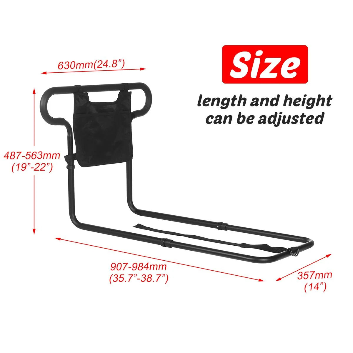 Bed Rail Aluminum Tool-Free 300 lb Capacity