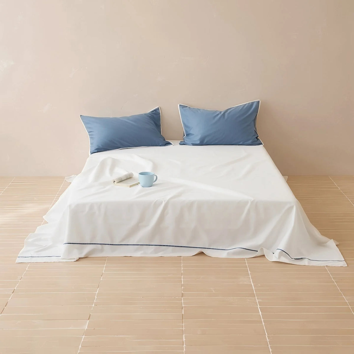 Bed Sheet & Pillowcase Set Cotton Satin Decorative Piping