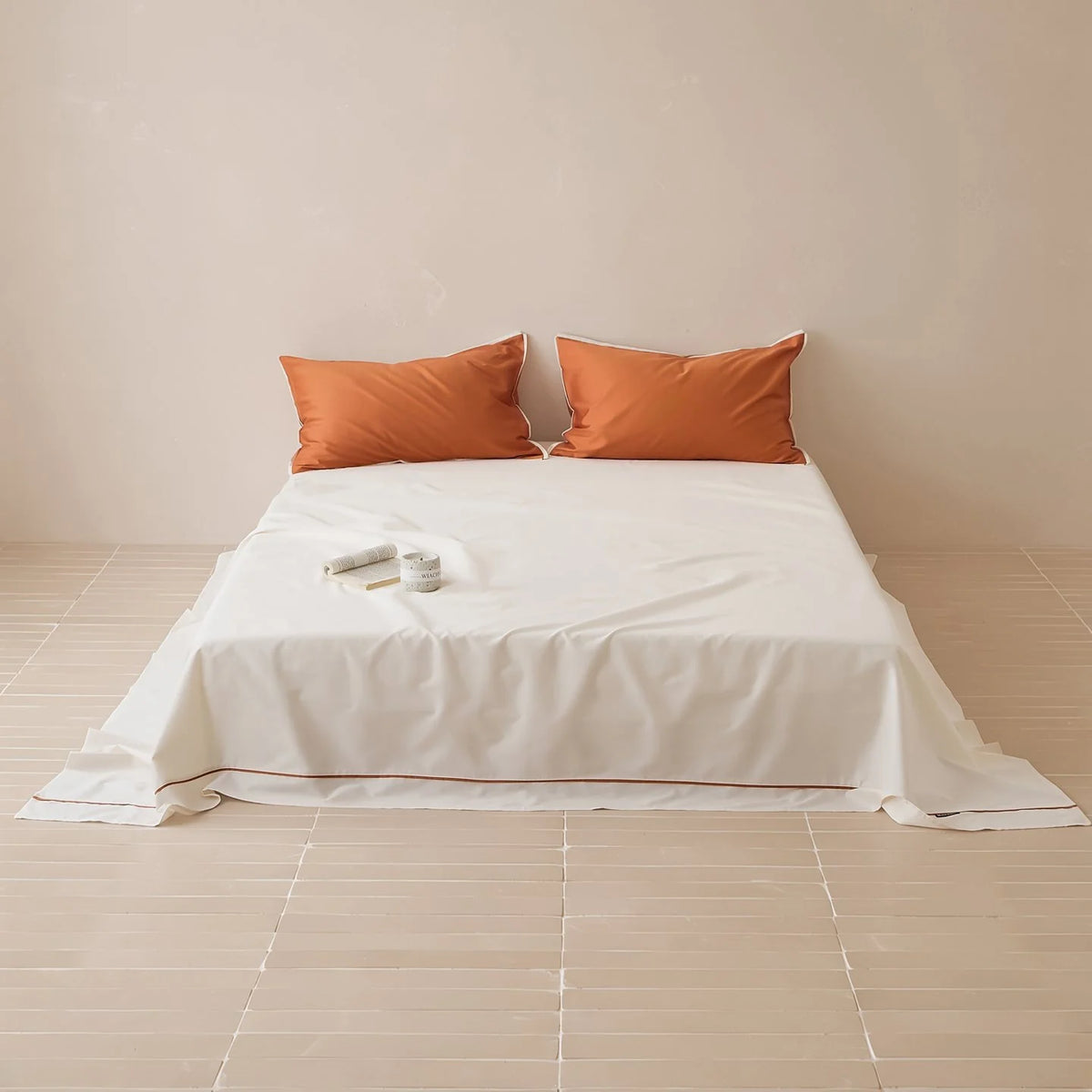 Bed Sheet & Pillowcase Set Cotton Satin Decorative Piping