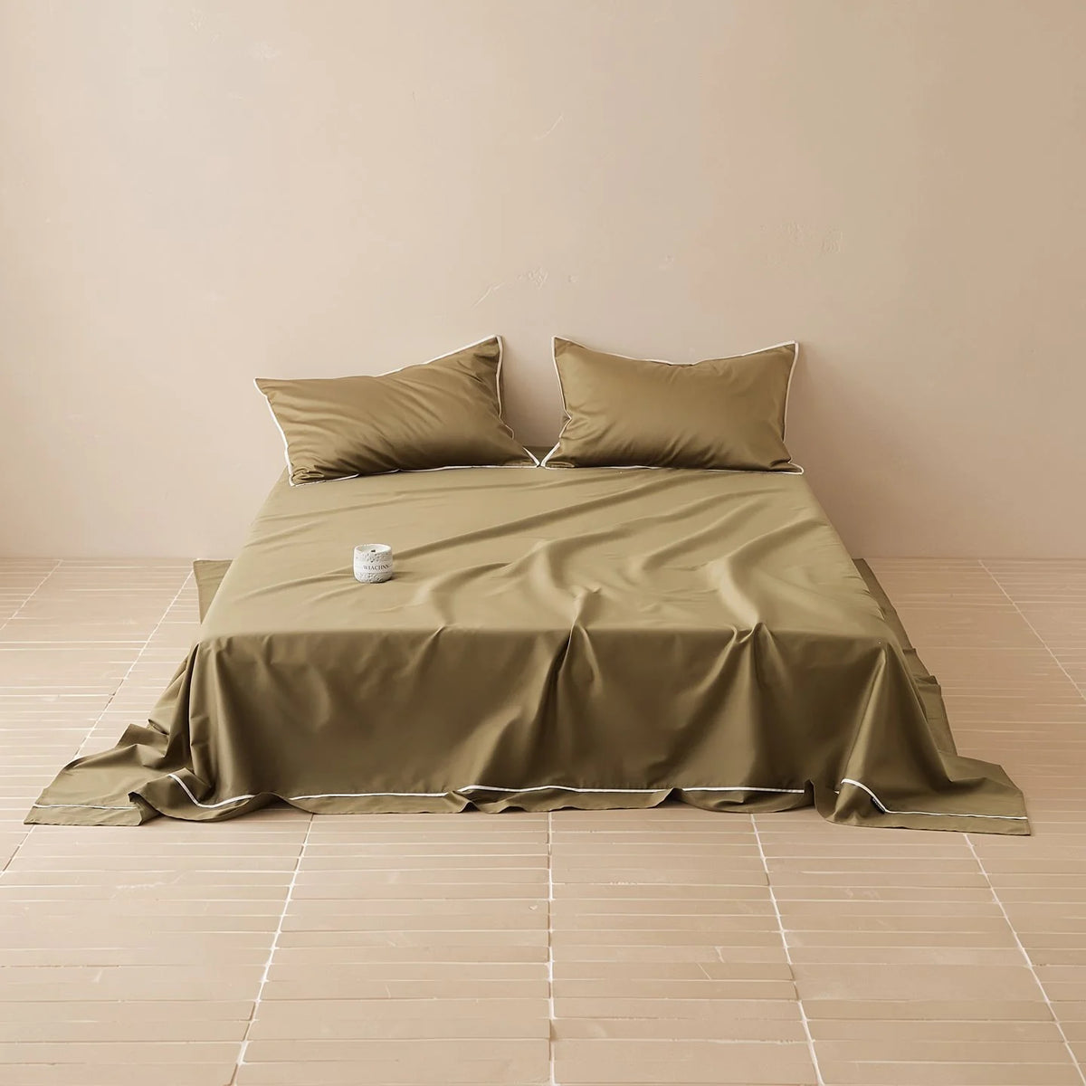 Bed Sheet & Pillowcase Set Cotton Satin Decorative Piping