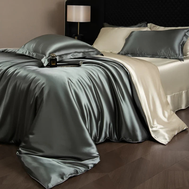 Bed Sheet Set 4-Piece Silky Sheen Duvet Cover