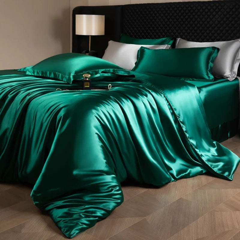 Bed Sheet Set 4-Piece Silky Sheen Duvet Cover