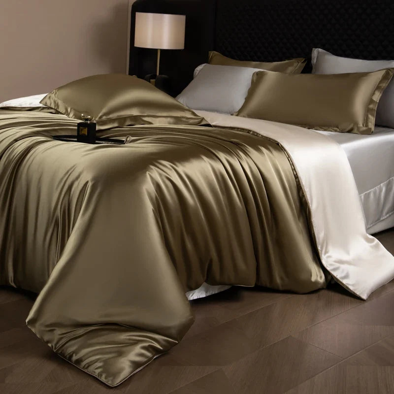 Bed Sheet Set 4-Piece Silky Sheen Duvet Cover