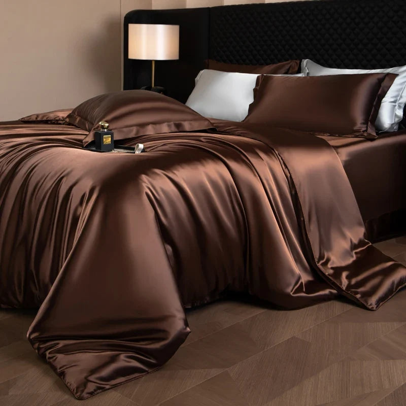 Bed Sheet Set 4-Piece Silky Sheen Duvet Cover