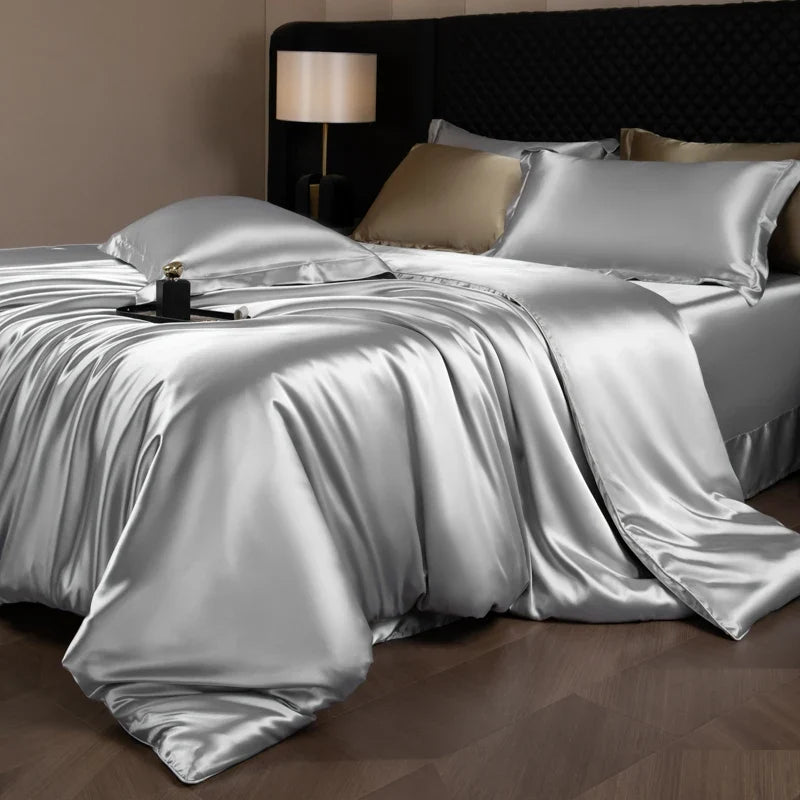 Bed Sheet Set 4-Piece Silky Sheen Duvet Cover