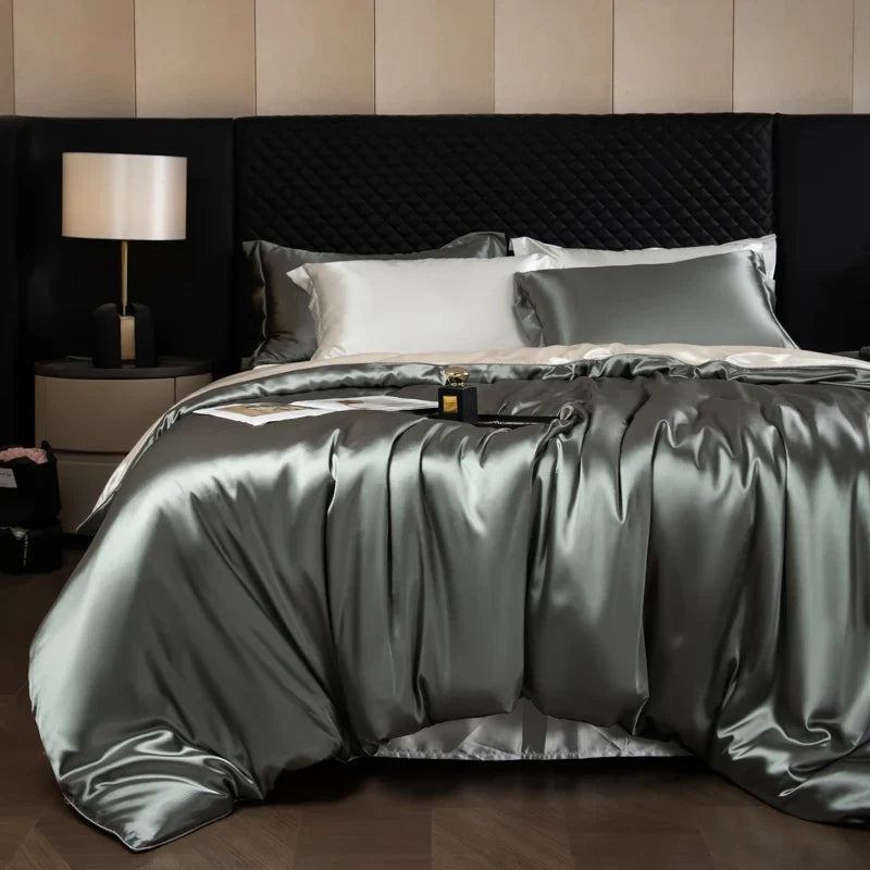 Bed Sheet Set 4-Piece Silky Sheen Duvet Cover