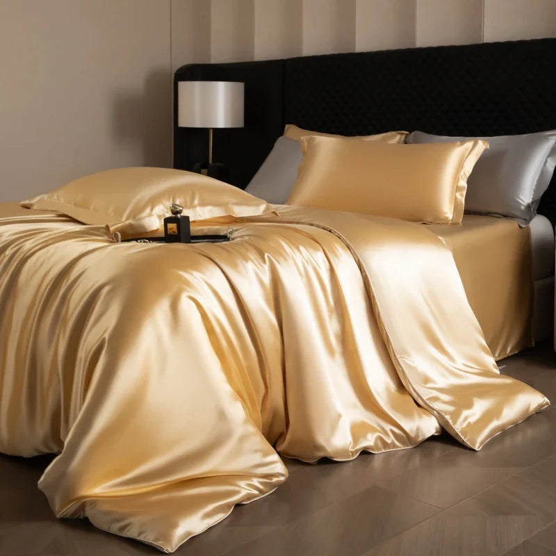 Bed Sheet Set 4-Piece Silky Sheen Duvet Cover