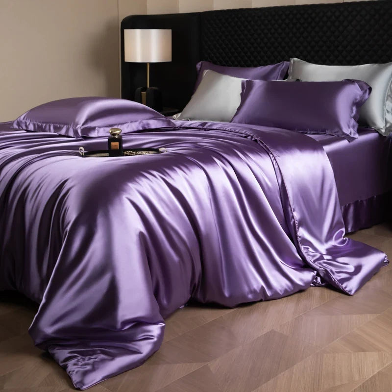 Bed Sheet Set 4-Piece Silky Sheen Duvet Cover