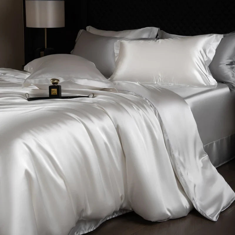 Bed Sheet Set 4-Piece Silky Sheen Duvet Cover