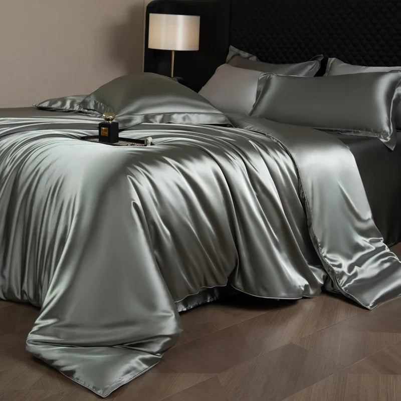 Bed Sheet Set 4-Piece Silky Sheen Duvet Cover