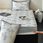 Bed Sheet Set Breathable Cotton Floral Print Decorative Hem