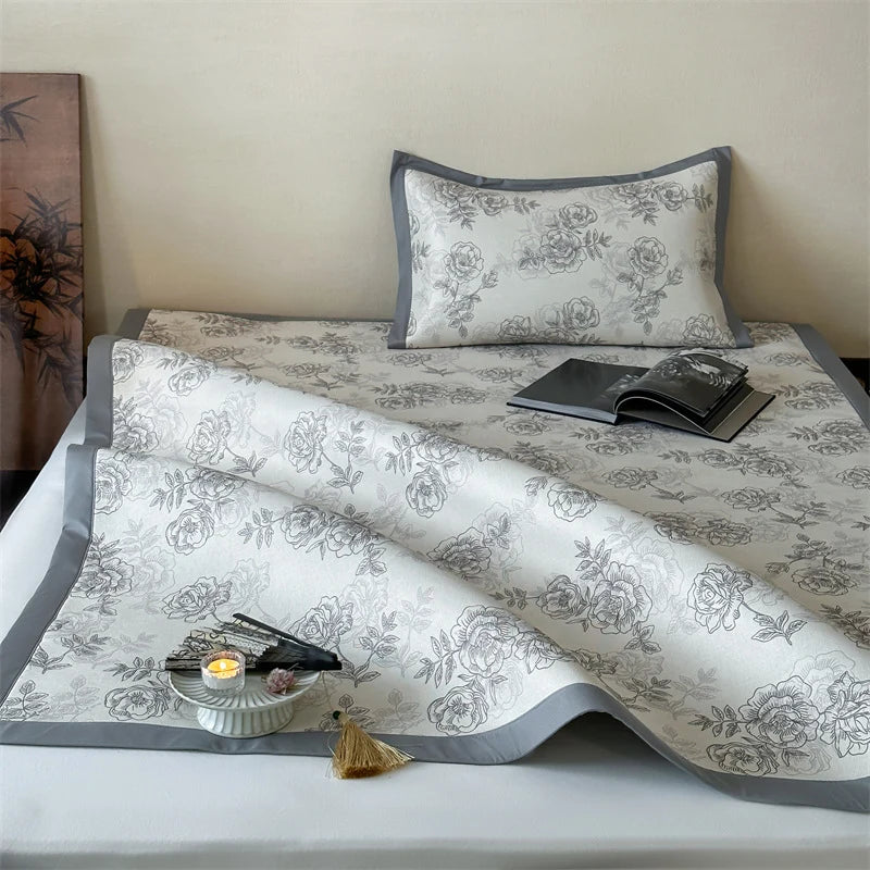 Bed Sheet Set Breathable Cotton Floral Print Decorative Hem