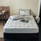 Bed Sheet Set Breathable Cotton Floral Print Decorative Hem