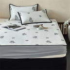 Bed Sheet Set Breathable Cotton Floral Print Decorative Hem