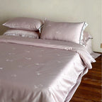Bed Sheet Set Cotton Satin Embroidered Hem 4-Piece