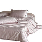 Bed Sheet Set Cotton Satin Embroidered Hem 4-Piece