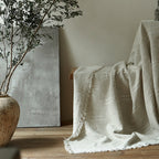 Bed Solid Wood Upright Slatted Headboard Linen-Look Bedding